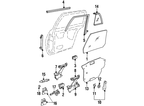 1997 Pontiac Grand Am Switches Rear Side Door Window Regulator Assembly Diagram for 16621661