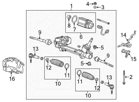 2015 Chevrolet Malibu Steering Column & Wheel, Steering Gear & Linkage Outer Tie Rod Diagram for 13354598