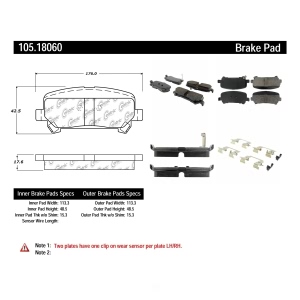 Centric Posi Quiet™ Ceramic Rear Disc Brake Pads for GMC Canyon - 105.18060