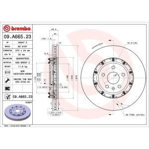 brembo OE Replacement Vented Front Passenger Side Brake Rotor for Chevrolet Camaro - 09.A665.23