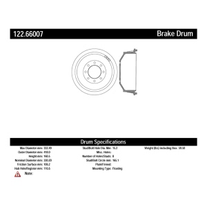 Centric Premium™ Brake Drum for GMC K3500 - 122.66007