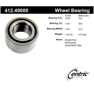 Centric Premium™ Front Driver Side Double Row Wheel Bearing for Pontiac LeMans - 412.49000