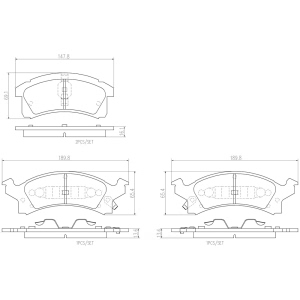 brembo Premium Ceramic Front Disc Brake Pads for Chevrolet Corsica - P09012N