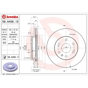 brembo UV Coated Series Vented Front Brake Rotor for Cadillac Escalade EXT - 09.A406.11