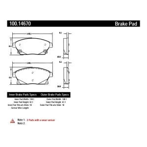 Centric Formula 100 Series™ OEM Brake Pads for Buick Verano - 100.14670