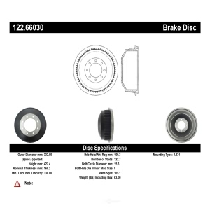 Centric Premium Rear Brake Drum for Chevrolet C1500 Suburban - 122.66030