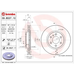 brembo UV Coated Series Vented Front Brake Rotor for Saturn Relay - 09.B537.11