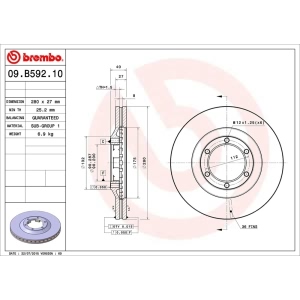 brembo OE Replacement Front Brake Rotor for GMC Canyon - 09.B592.10