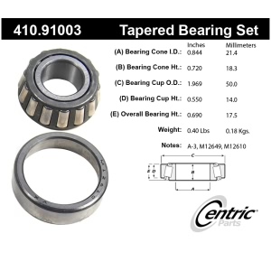 Centric Premium™ Front Passenger Side Outer Wheel Bearing and Race Set for Chevrolet El Camino - 410.91003