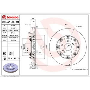 brembo OE Replacement Vented Front Brake Rotor - 09.A193.13