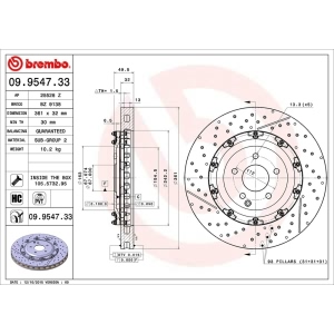 brembo OE Replacement Drilled and Slotted Vented Front Brake Rotor - 09.9547.33