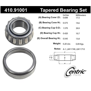 Centric Premium™ Front Passenger Side Outer Wheel Bearing and Race Set for Oldsmobile - 410.91001