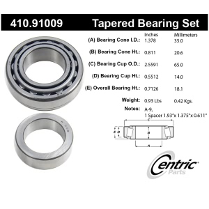 Centric Premium™ Rear Driver Side Wheel Bearing and Race Set for Chevrolet El Camino - 410.91009
