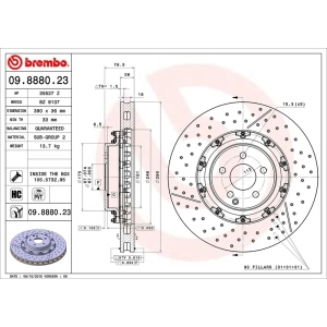 brembo OE Replacement Drilled and Slotted Vented Front Brake Rotor - 09.8880.23