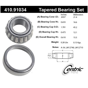 Centric Premium™ Front Driver Side Outer Wheel Bearing and Race Set for Chevrolet S10 Blazer - 410.91034
