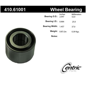 Centric Premium™ Rear Passenger Side Wheel Bearing and Race Set for Chevrolet Spark - 410.61001