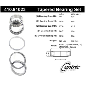 Centric Premium™ Wheel Bearing for Cadillac Eldorado - 410.91023