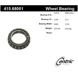 Centric Premium™ Rear Passenger Side Inner Wheel Bearing for Chevrolet C20 - 415.68001