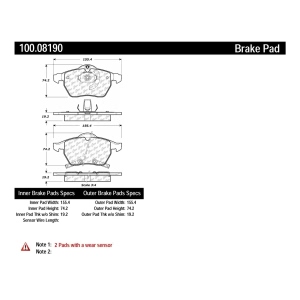 Centric Formula 100 Series™ OEM Brake Pads for Saturn LS - 100.08190