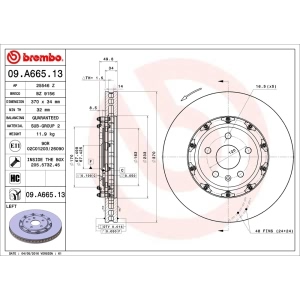 brembo OE Replacement Vented Front Driver Side Brake Rotor for Chevrolet Camaro - 09.A665.13