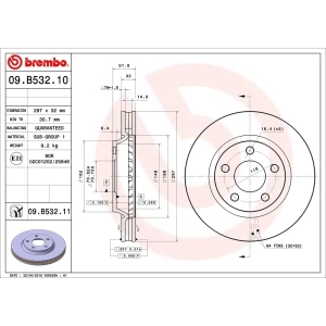 brembo UV Coated Series Vented Front Brake Rotor for Saturn - 09.B532.11