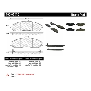 Centric Formula 100 Series™ OEM Brake Pads for Cadillac XLR - 100.07310